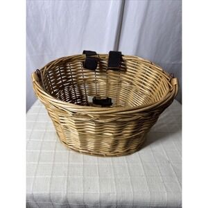 Retro Bike Basket Wicker Woven Bicycle Front Basket Handlebar Storage Basket